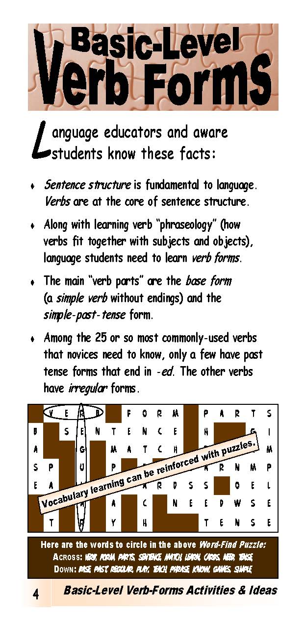 D-08.07 Get Reasons & Instructions for Use of 27 Basic (Regular & Irregular) Verb-Form Card Pairs