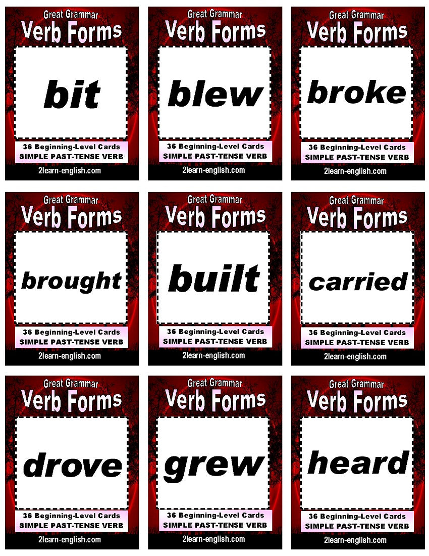 D-08.10 Get & Use a 72 Card Deck of Beginning-Level, Base + Past-Form Verbs
