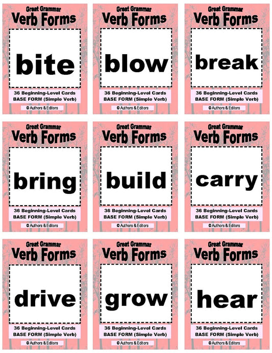 D-08.10 Get & Use a 72 Card Deck of Beginning-Level, Base + Past-Form Verbs