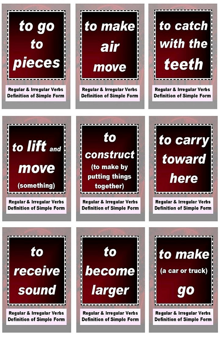 D-08.10 Get & Use a 72 Card Deck of Beginning-Level, Base + Past-Form Verbs
