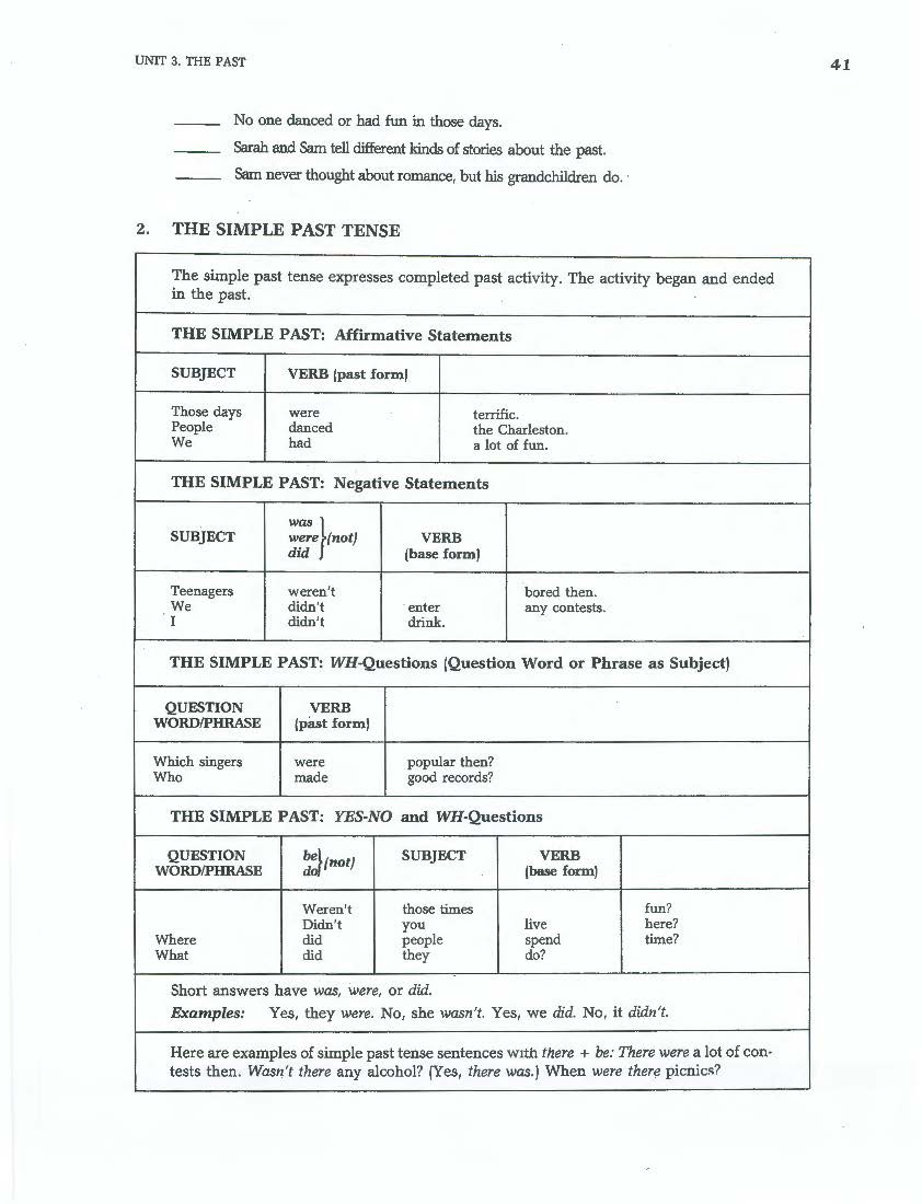 D-09.07 Use All Kinds of Verb Phrasing to Talk about the Past