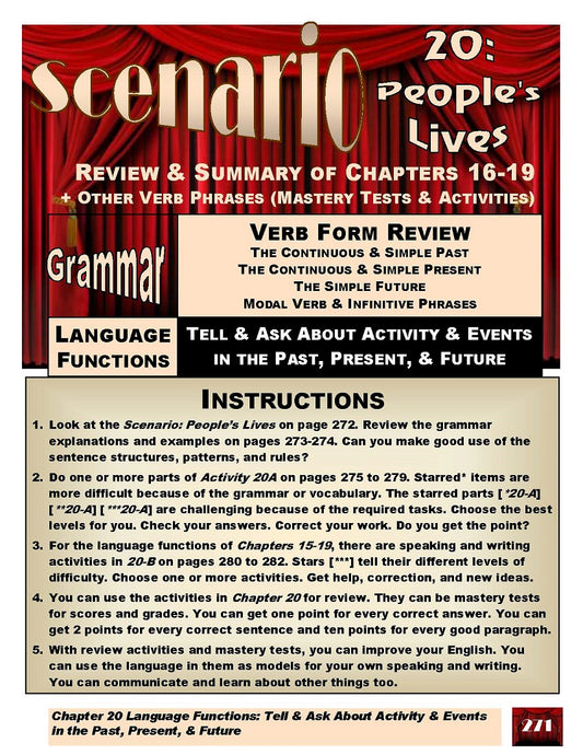 D-10.03 Unit 20: Summary & Review of Verb Tenses (“People’s Lives”) of the New Scenario One: Beginning to Use English Grammar in Context