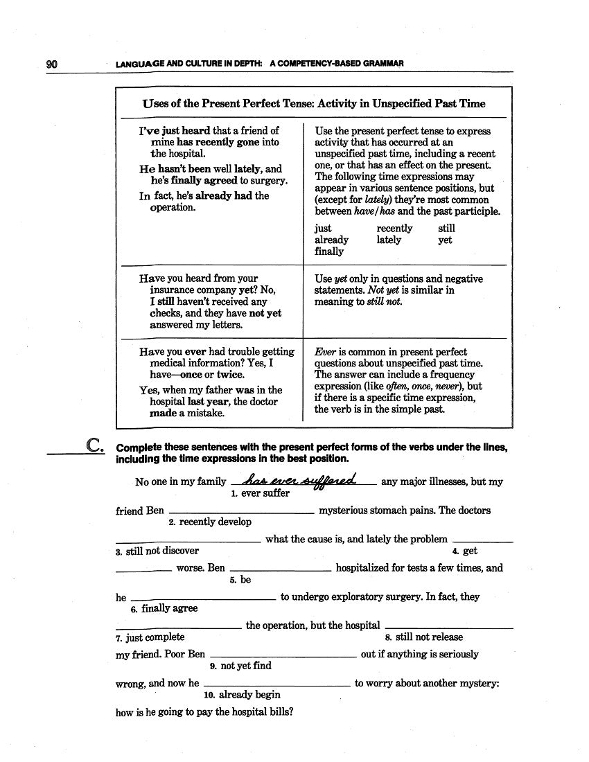 D-13.04 Use & Contrast Present & Past Perfect (Continuous) Verb Forms, Patterns & Applications