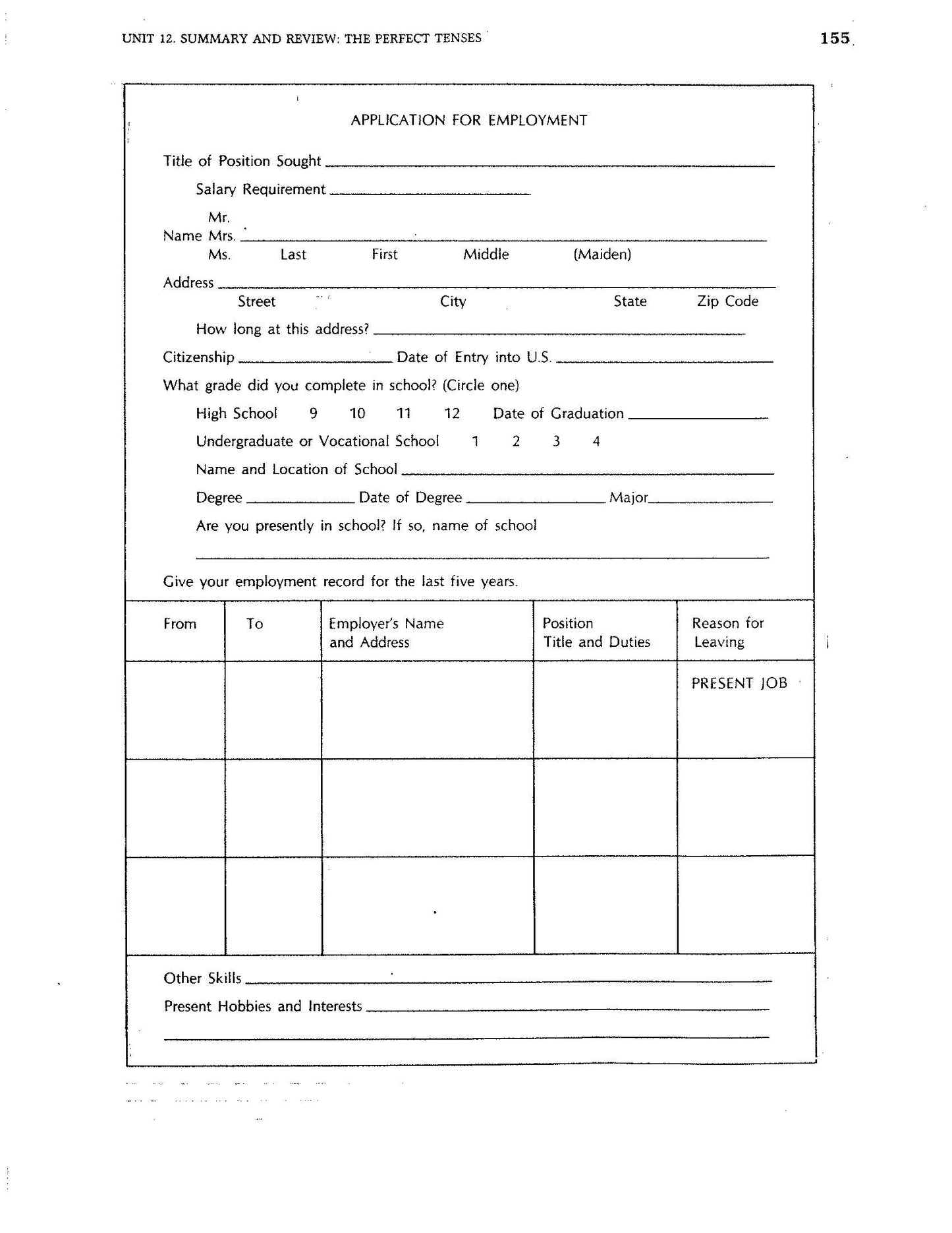 D-13.10 Progress with Summary & Review the Perfect Tenses
