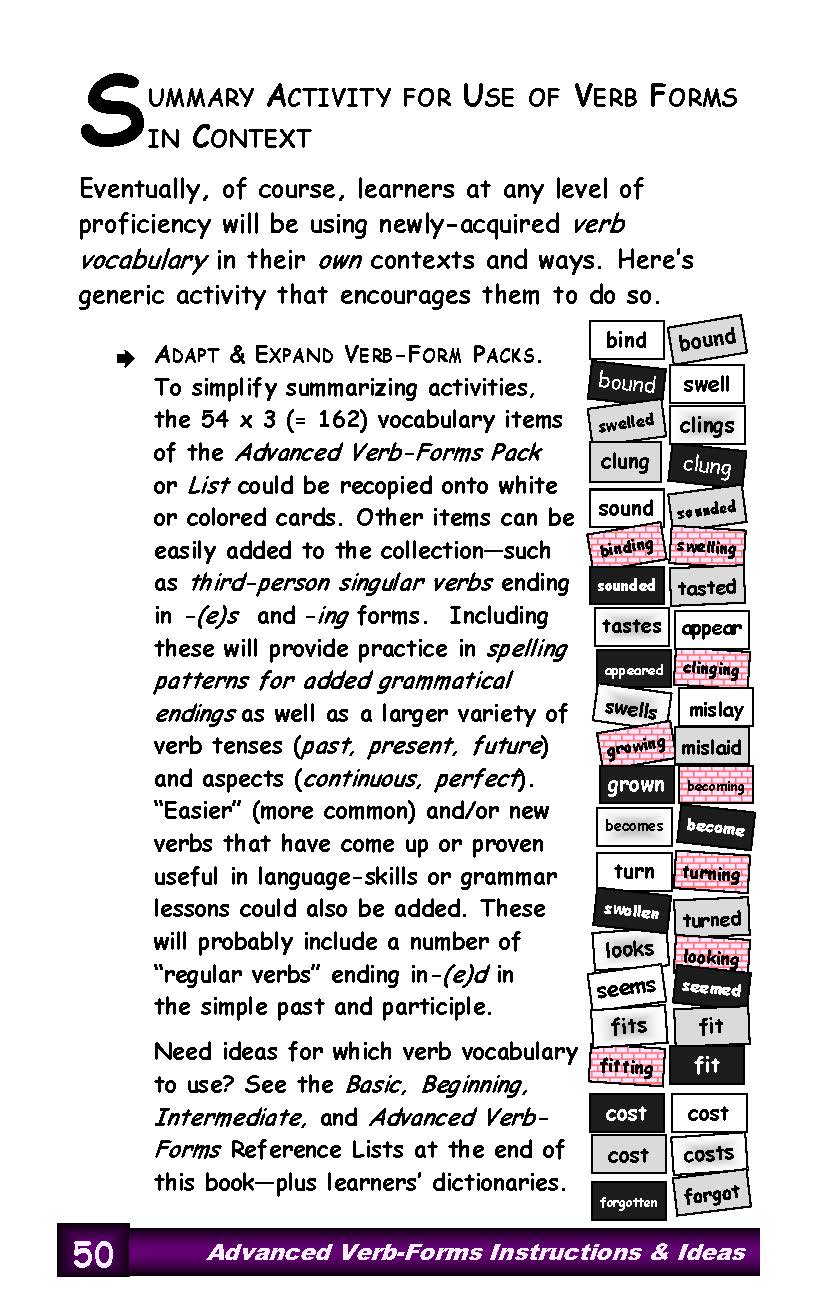 D-13.13 Get Reasons & Instructions for Use of Advanced (Irregular) Verb-Forms