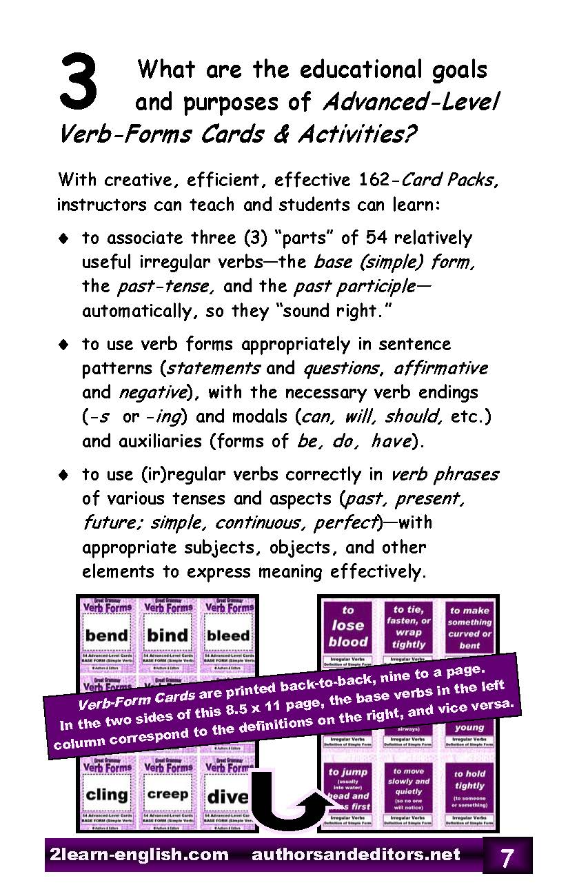 D-13.13 Get Reasons & Instructions for Use of Advanced (Irregular) Verb-Forms