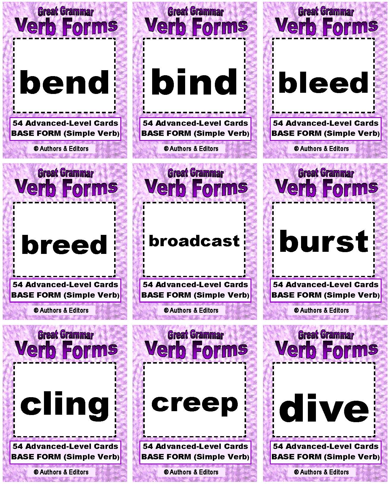 D-13.14 Get 162 Cards for 54 verbs, Advanced Base + Past-Form + Past Participles