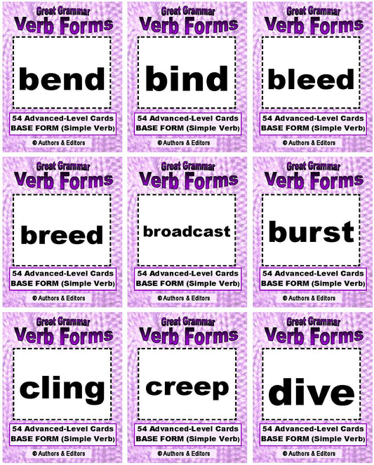 D-13.14 Get 162 Cards for 54 verbs, Advanced Base + Past-Form + Past Participles