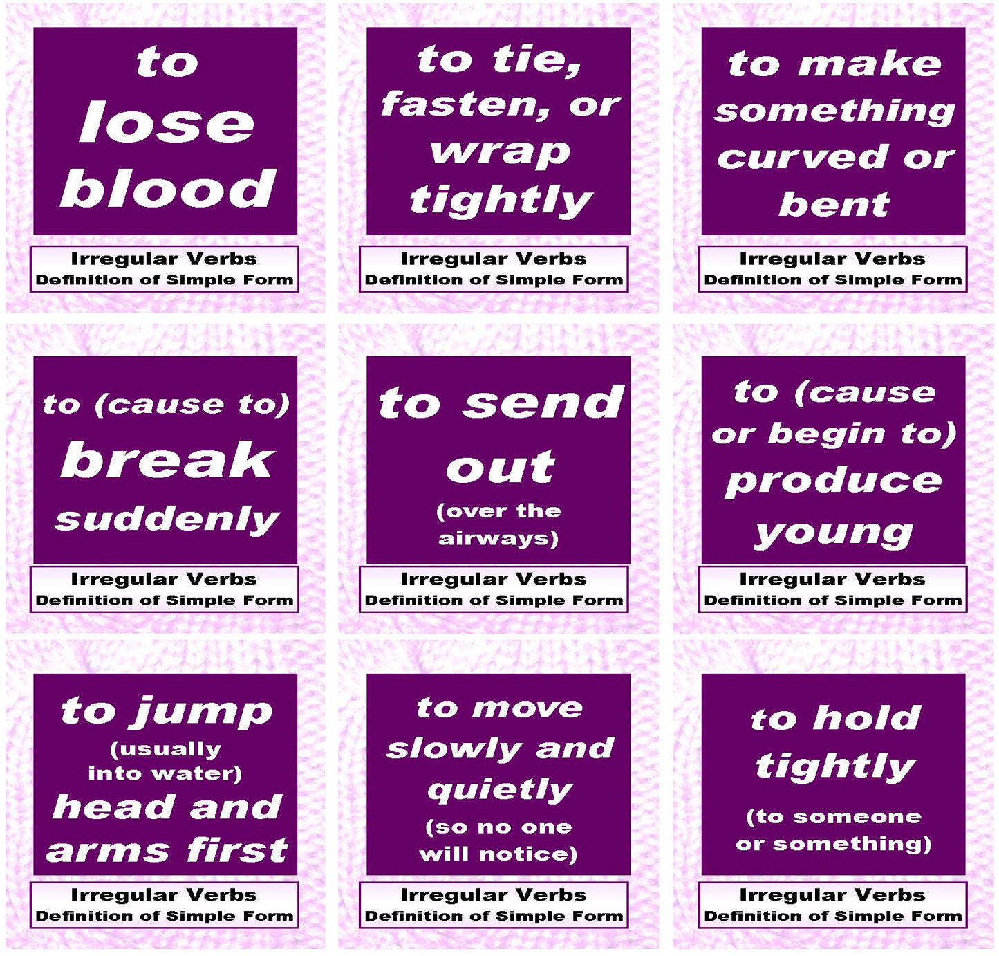 D-13.14 Get 162 Cards for 54 verbs, Advanced Base + Past-Form + Past Participles