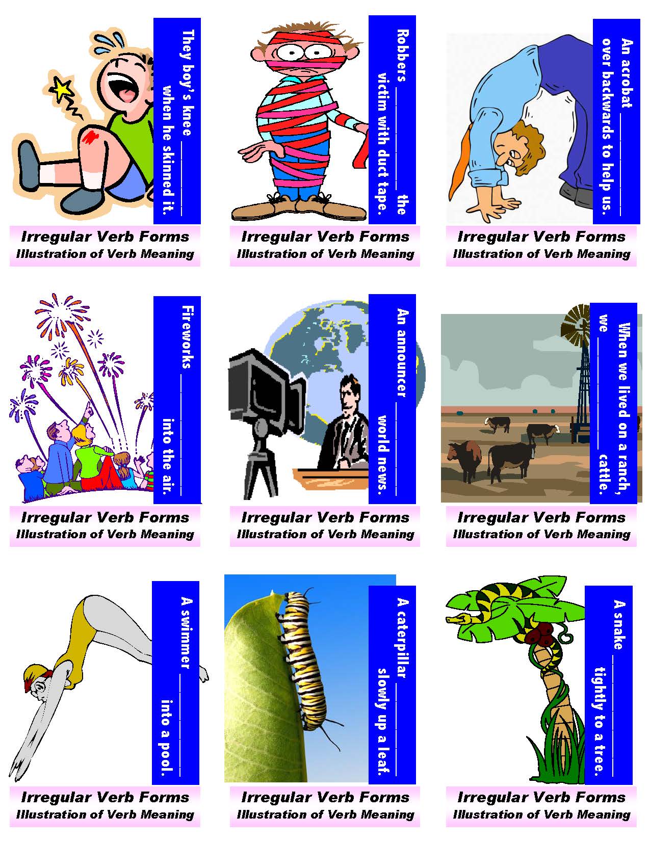 D-13.14 Get 162 Cards for 54 verbs, Advanced Base + Past-Form + Past Participles