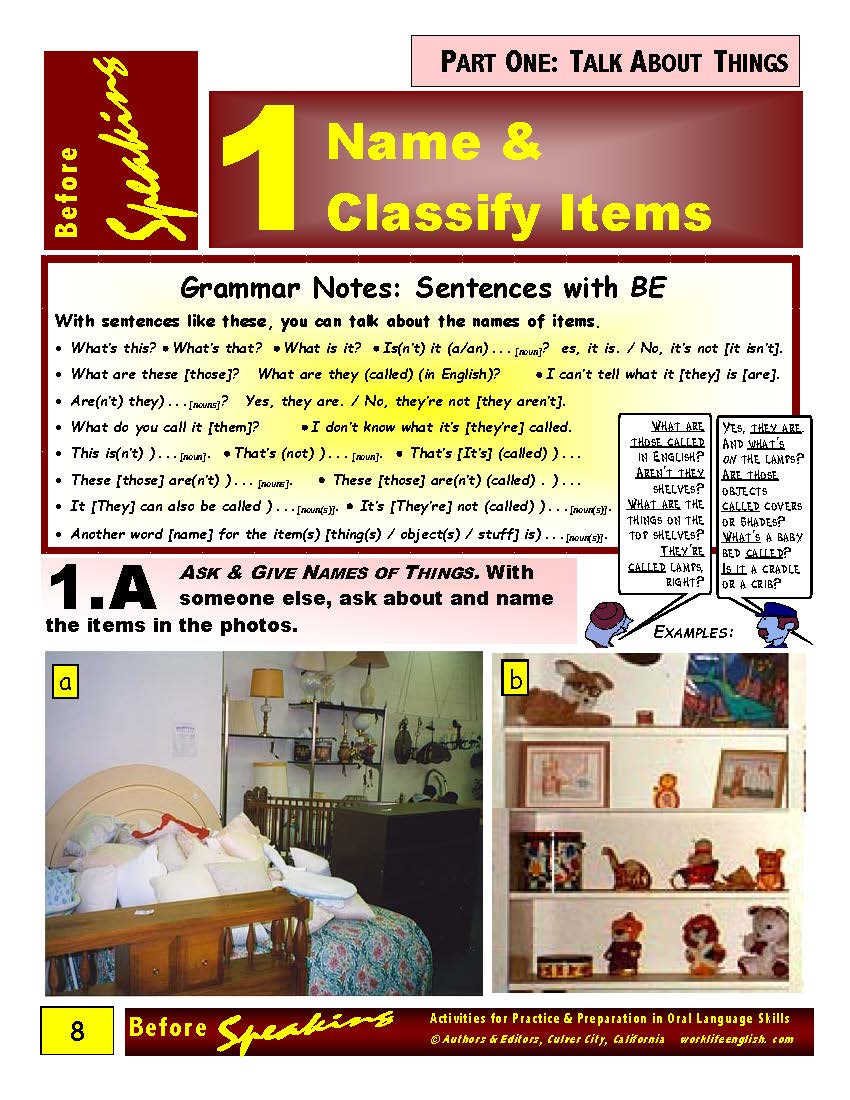 E-01.03 Talk About Things - Name & Classify Items (in Locations & Categories)