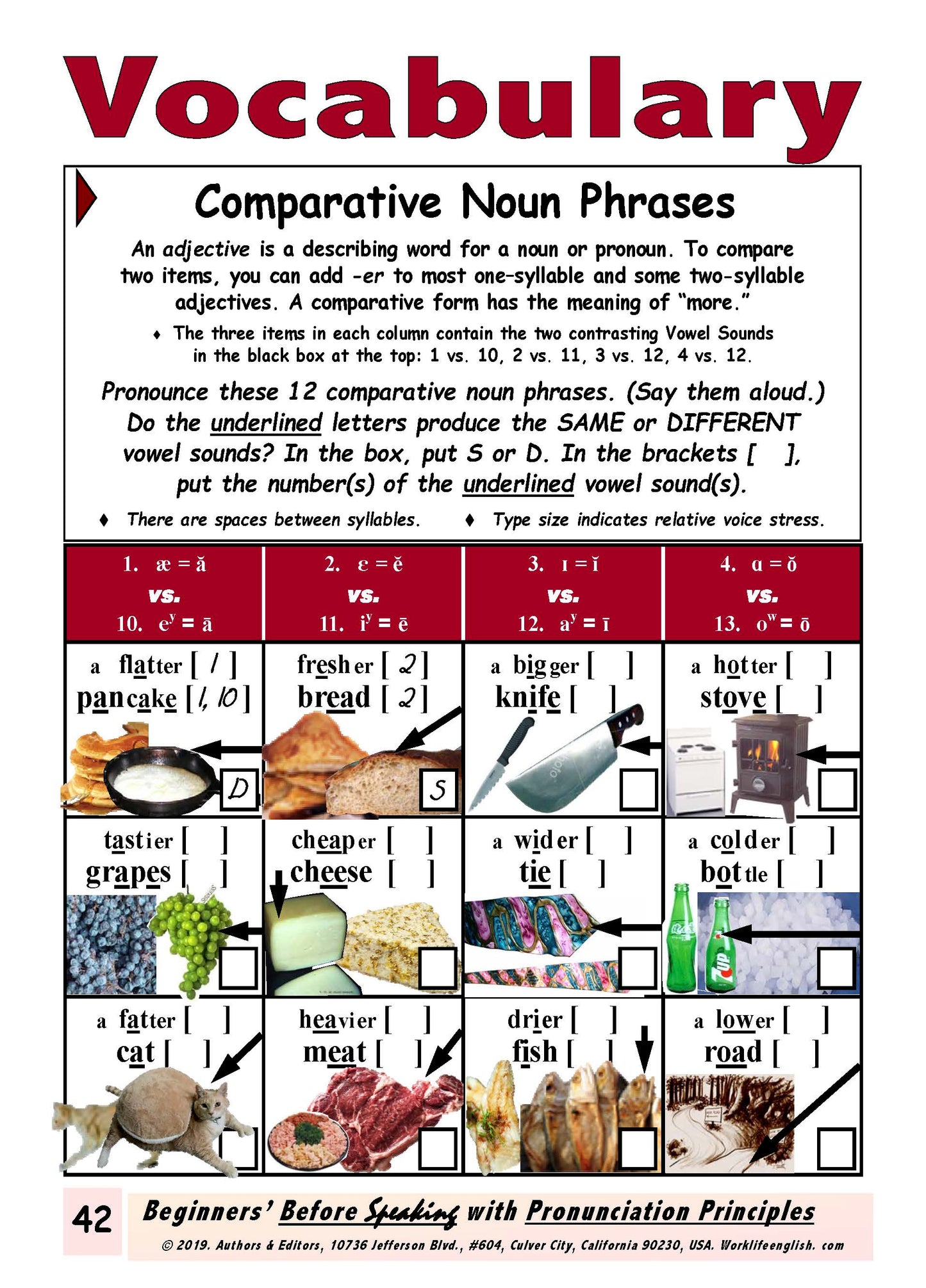 E-01.07 Distinguish All (16) Vowel Sounds in (Comparatives & Superlatives in) Noun Phrases