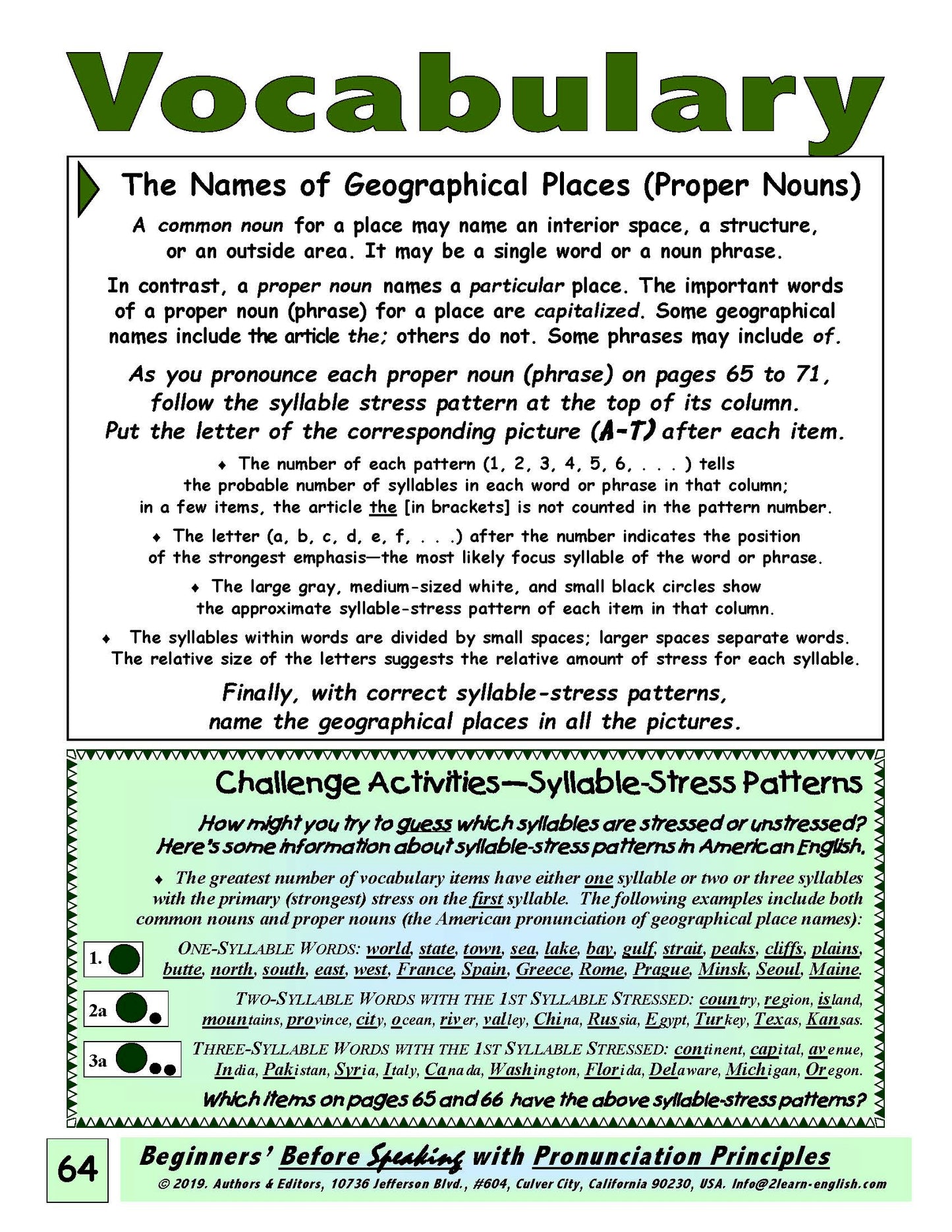 E-02.04 Use Syllable-Stress Patterns in Geographical Place Names & Talk About Location