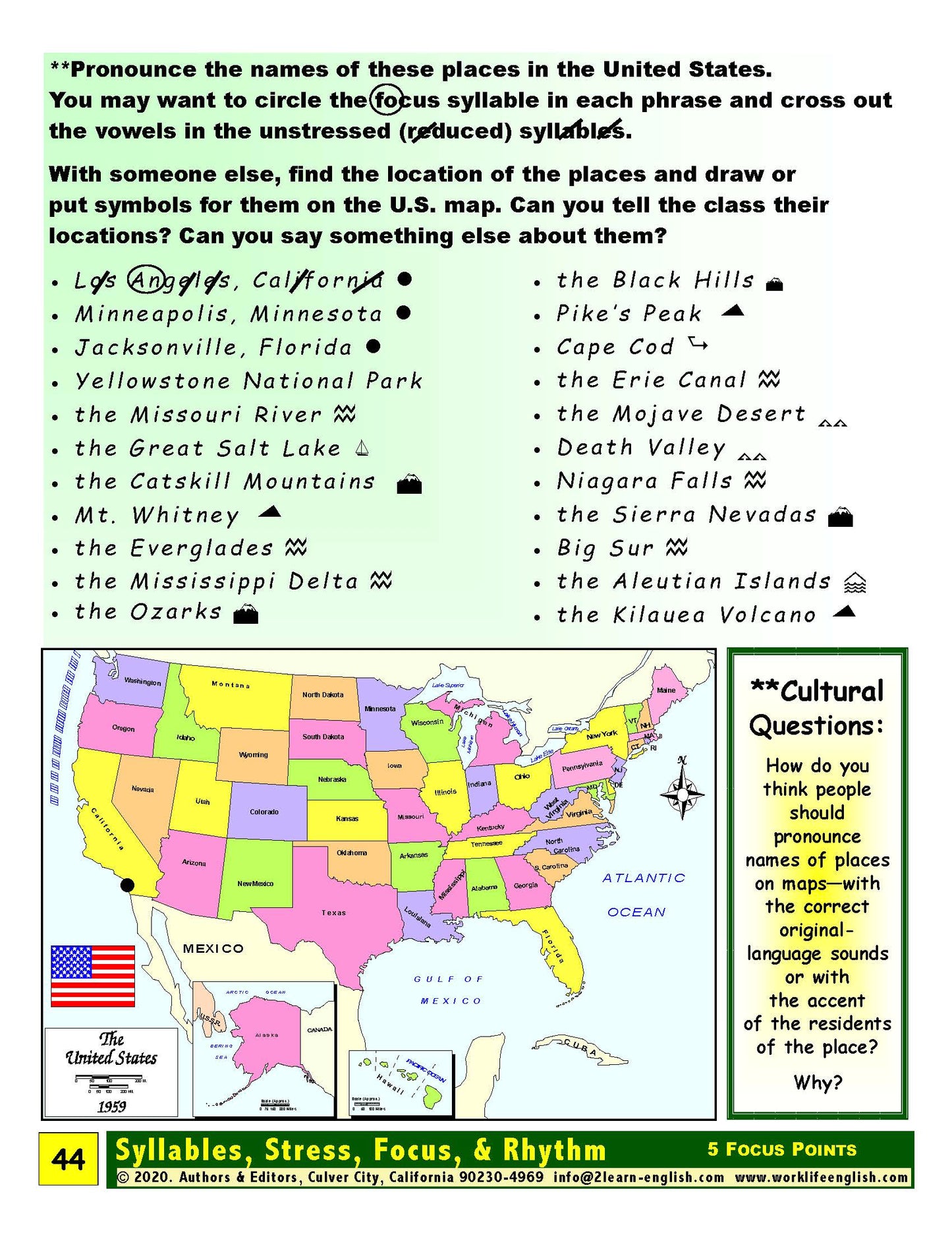 E-02.05 Recognize, Pronounce & Contrast Focus Points in Place Names, Phrases & Sentences