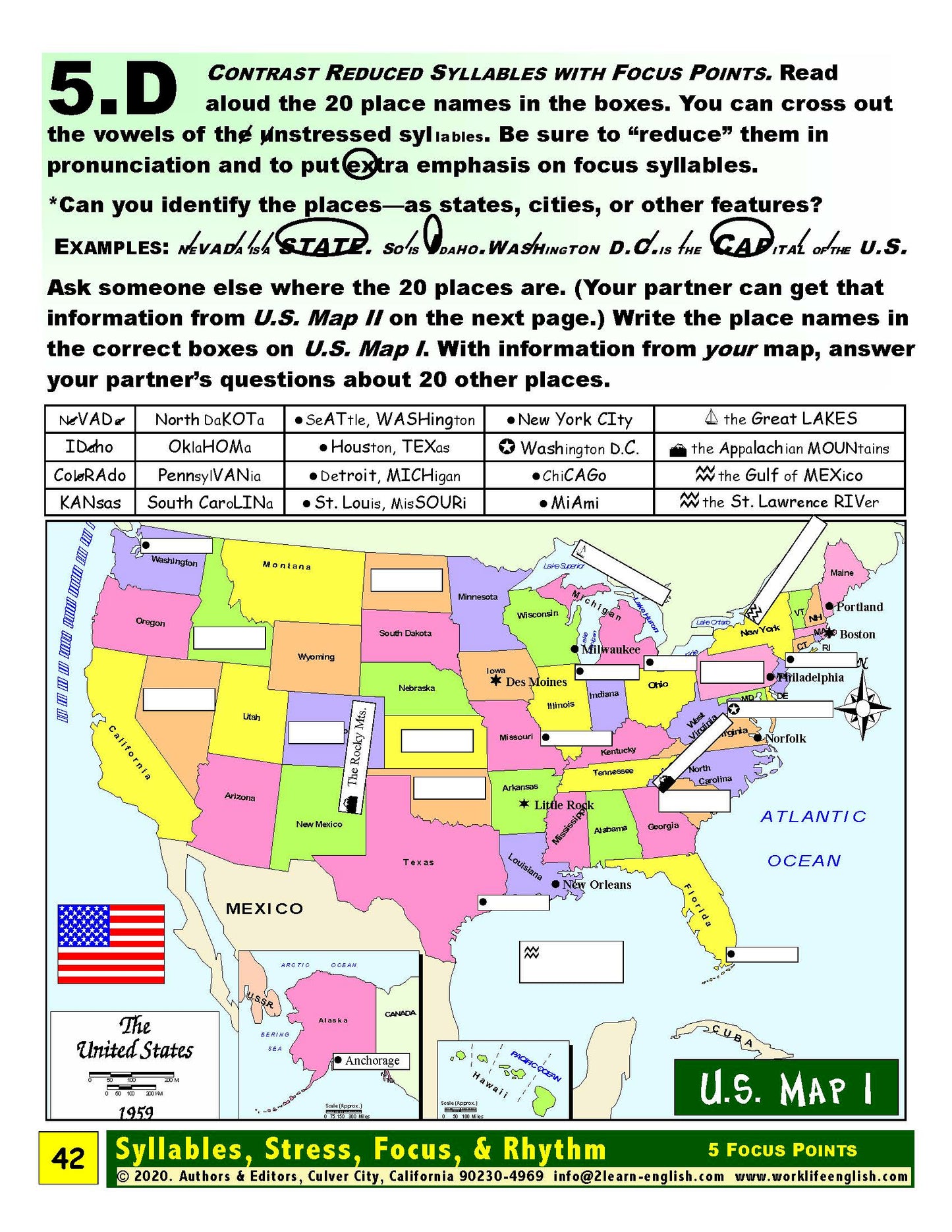 E-02.05 Recognize, Pronounce, & Contrast Focus Points in Place Names, Phrases, & Sentences