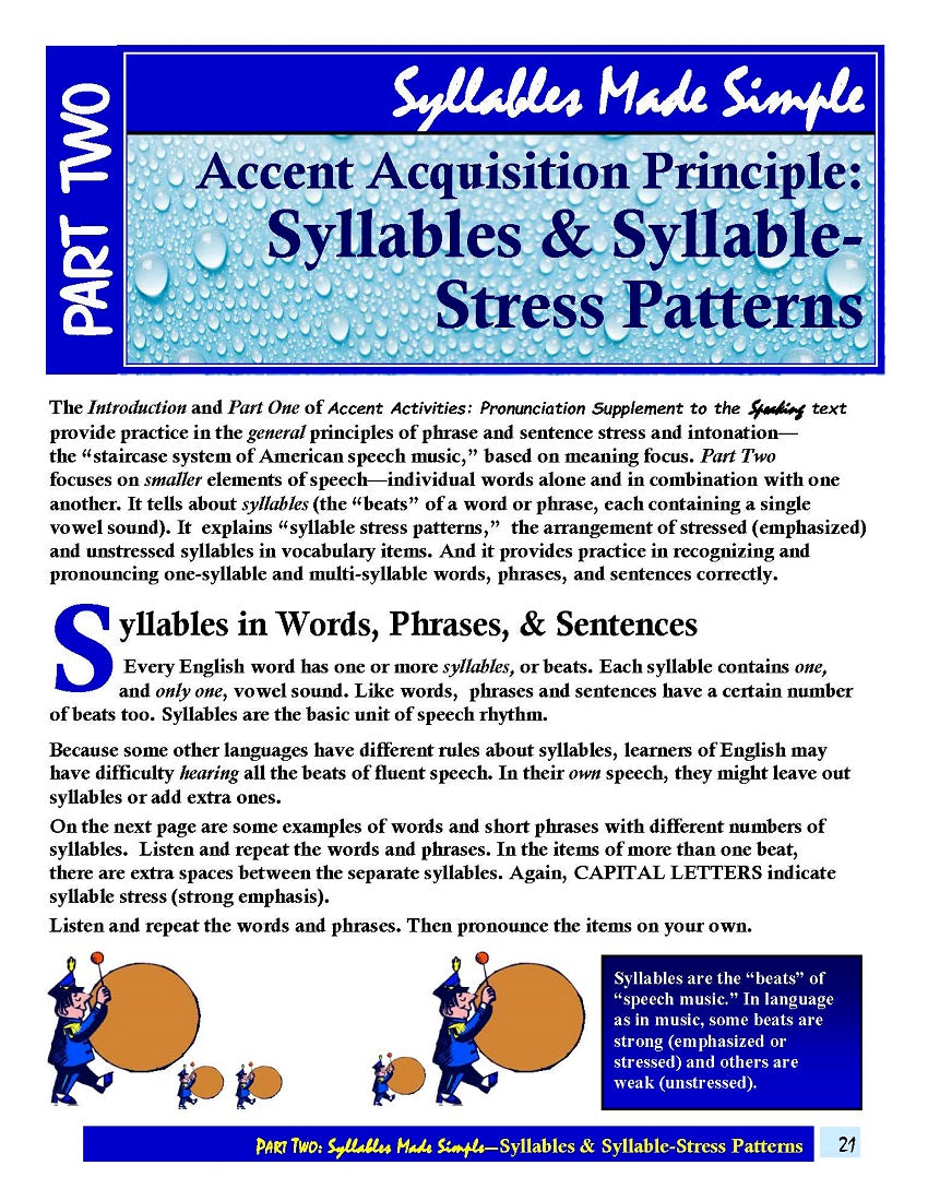 E-02.08 Acquire Effective Accent-Acquisition Principles: Syllables & Syllable-Stress Patterns