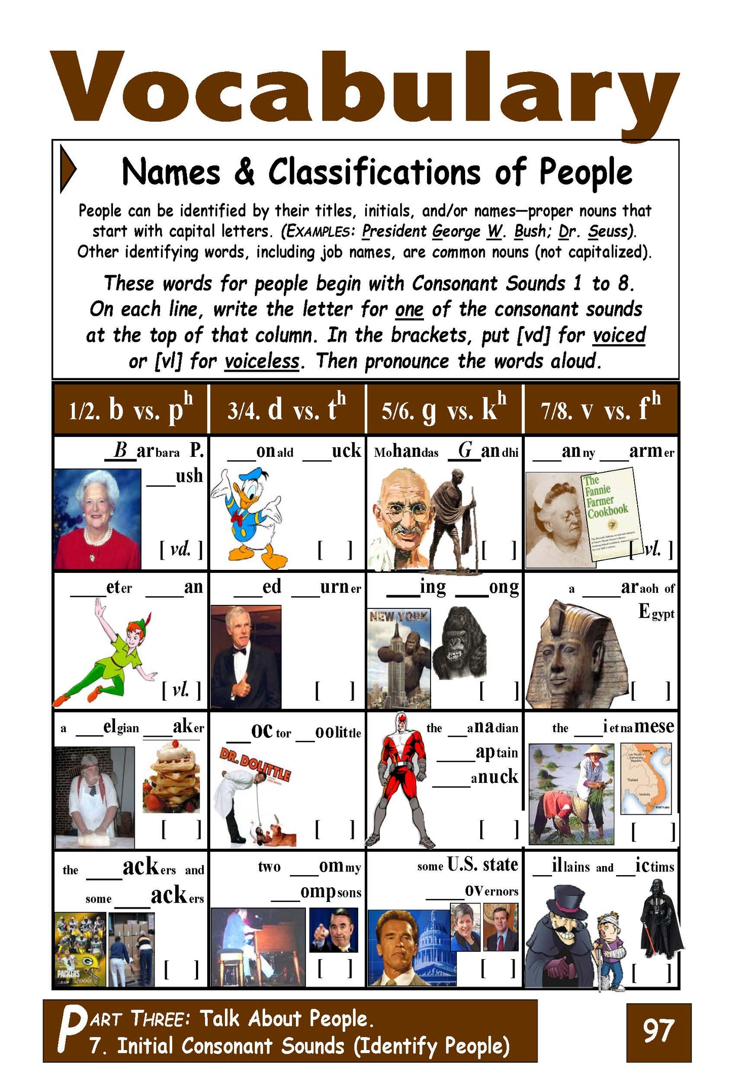 E-03.01 Aiming at Initial Consonant Sounds & Clusters, Talk About People by Naming & Identifying Them