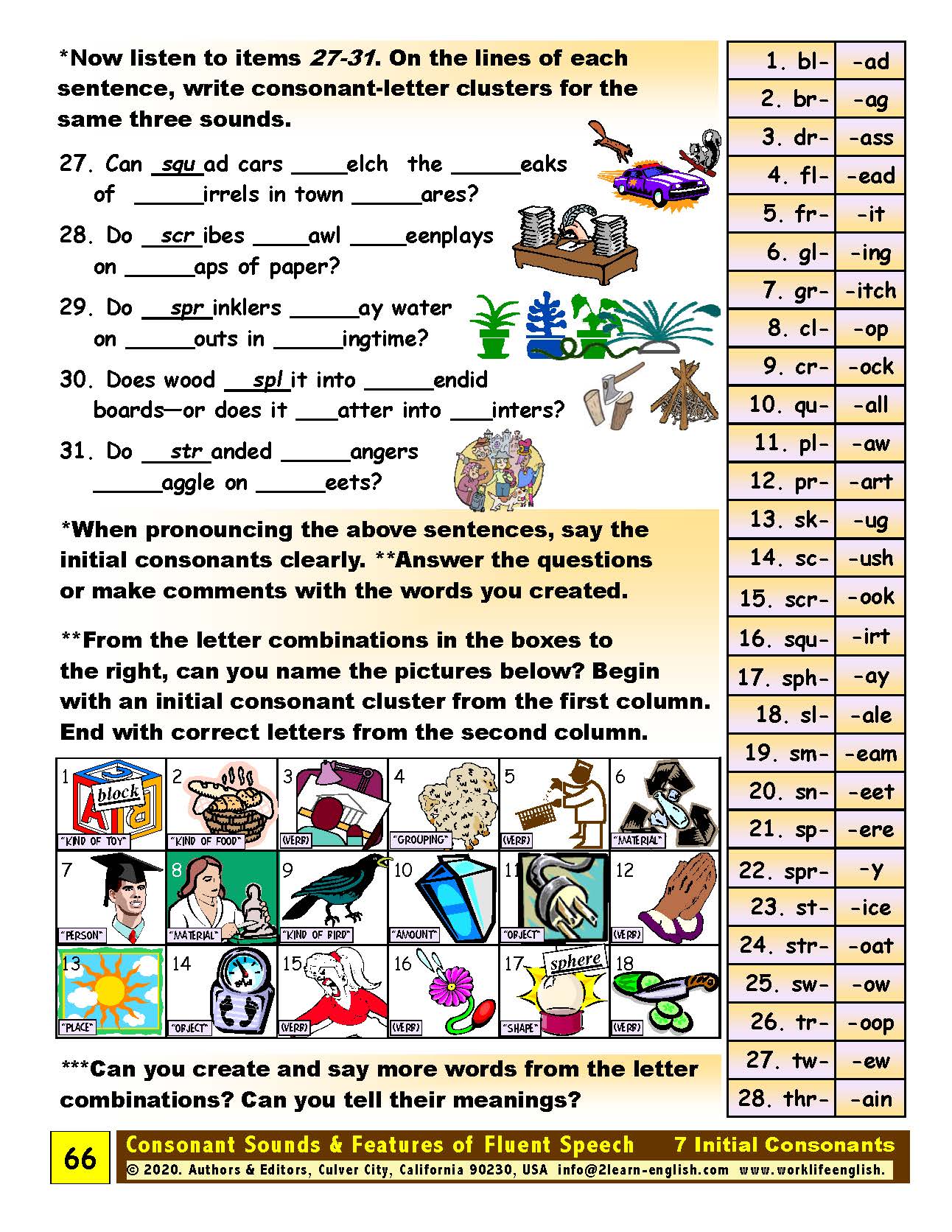 E-03.02 Recognize & Articulate Initial Consonant Sounds Describing People