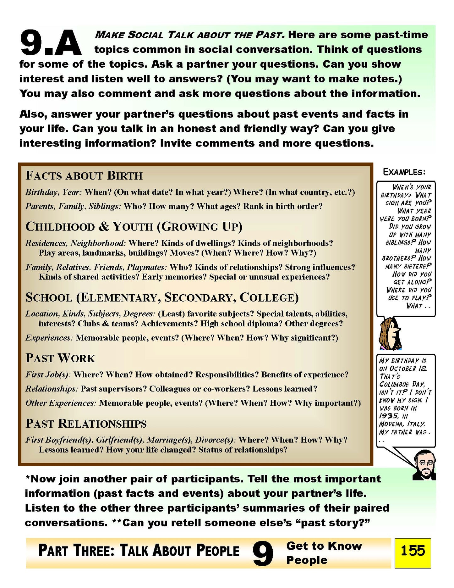 E-03.10 Get to Know People with Open-Ended Social Talk about the Past, the Present & the Future