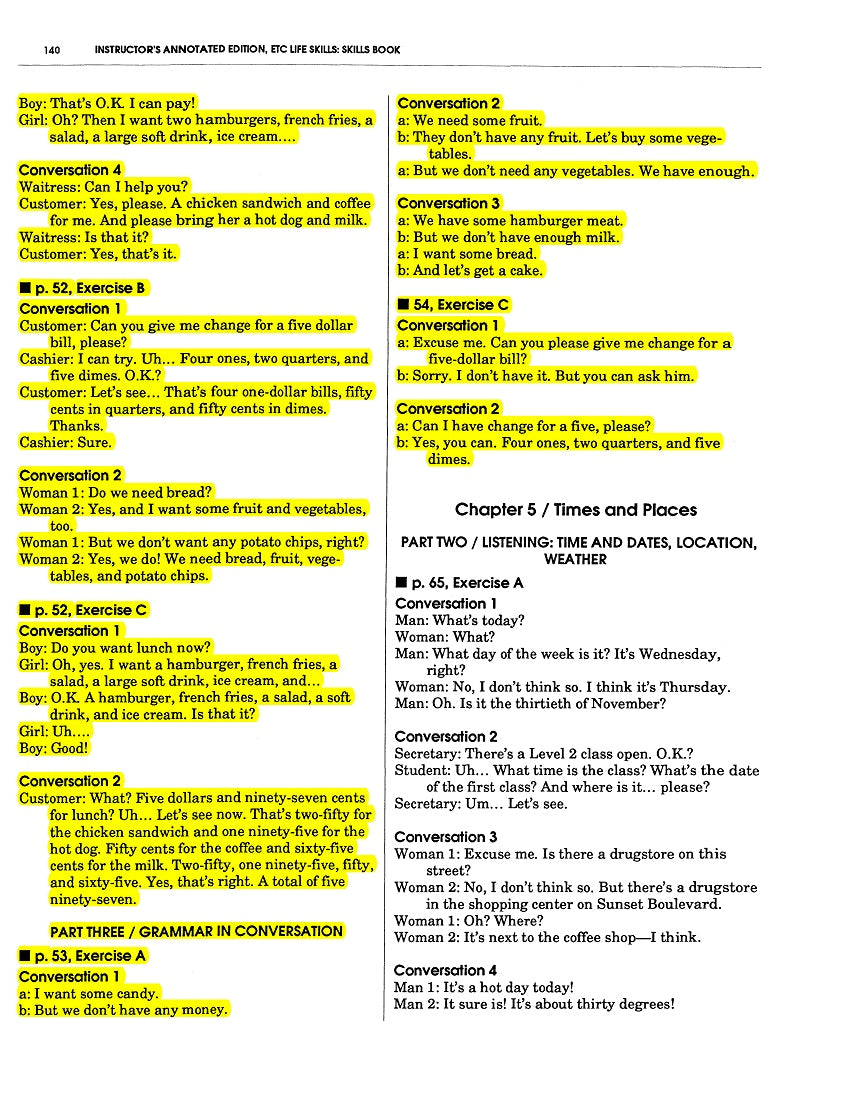 E-04.04 In the Simple Present, Understand & Express Needs & Wants; Do Basic Math