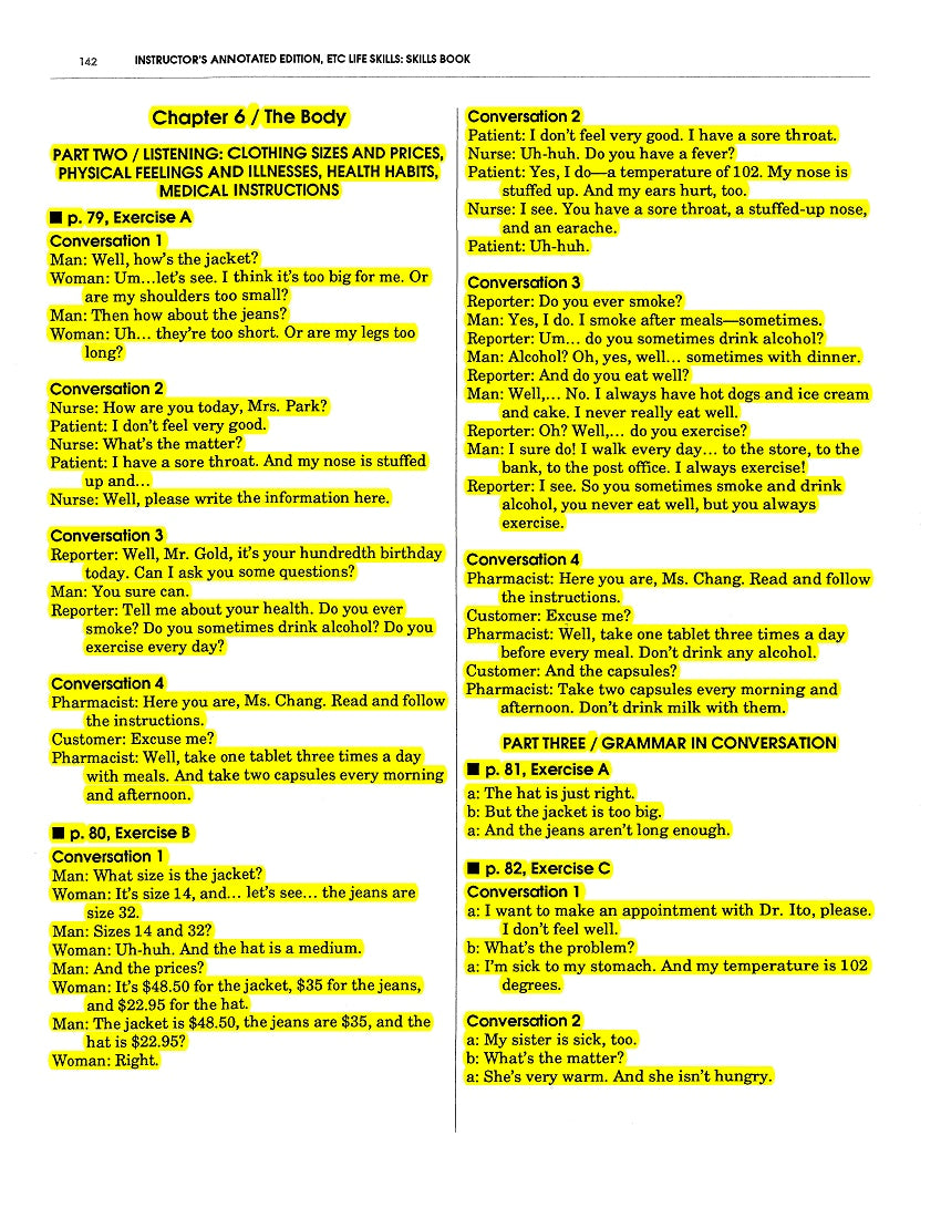 E-04.06 With Be-Sentences, Understand & Talk About Sizes, Prices & Physical Feelings