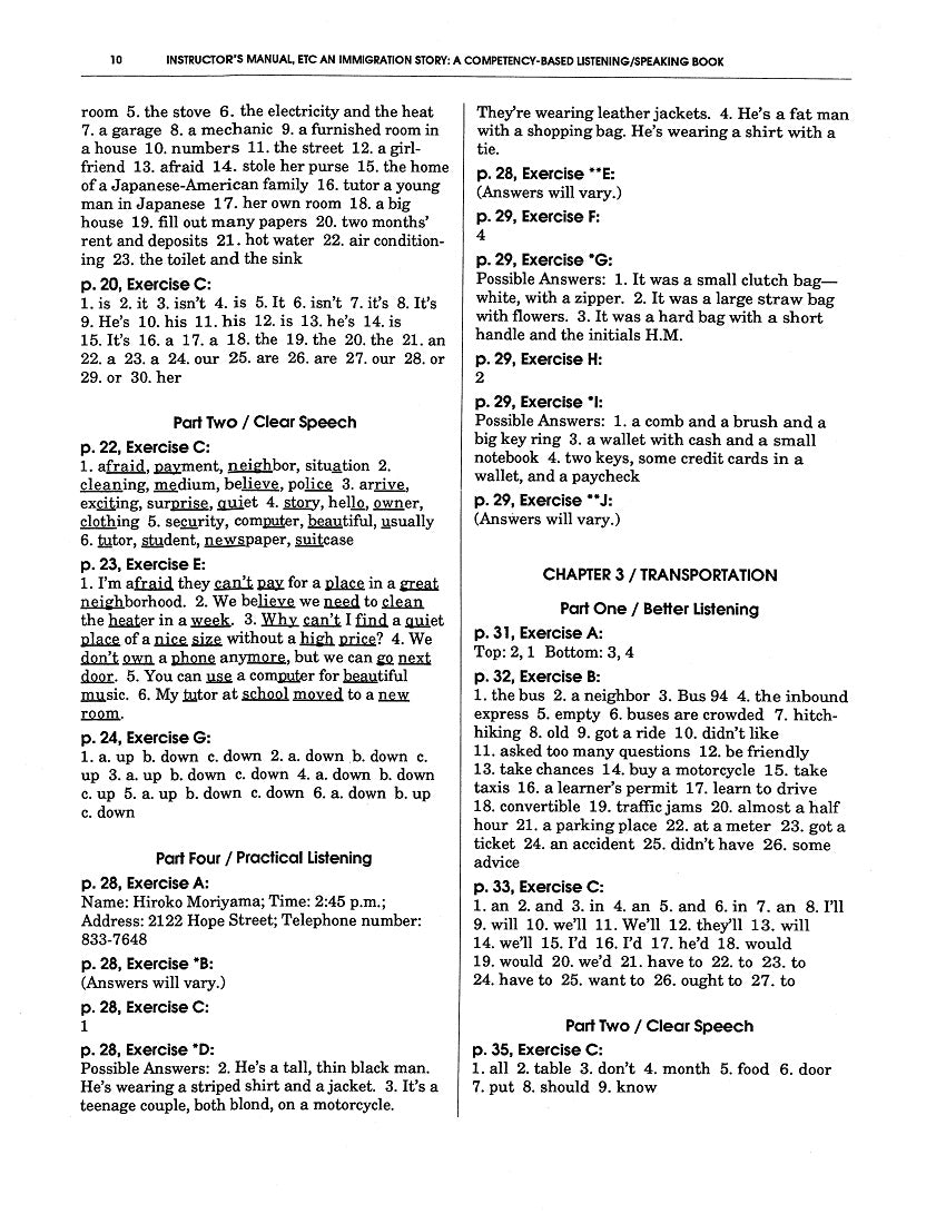 E-06.11 Refer to Answer Key for Text Exercises in Listening/Speaking Book 3