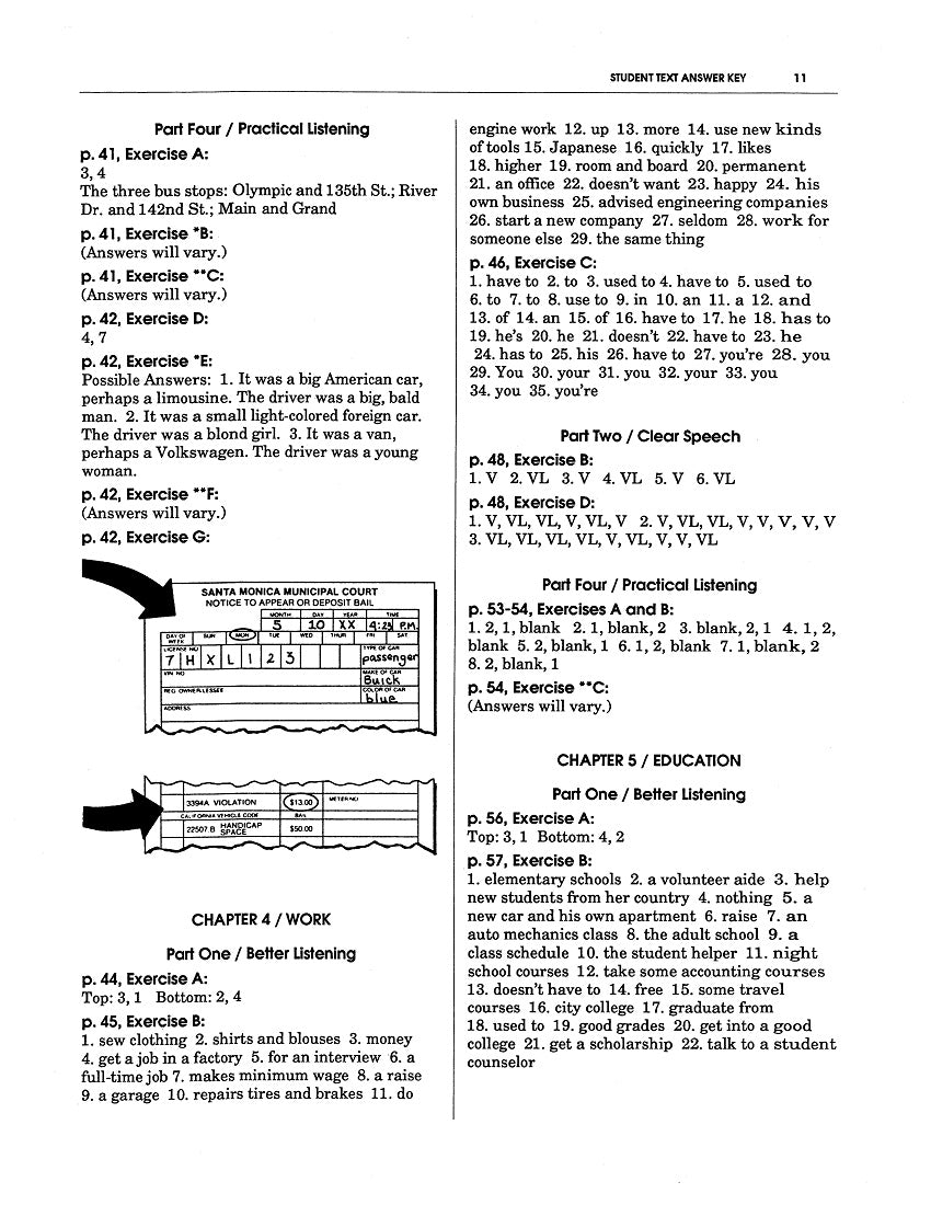 E-06.11 Refer to Answer Key for Text Exercises in Listening/Speaking Book 3