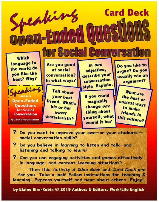 E-12a Open-Ended Questions for Social Conversation (20 page Activities & Ideas Book)