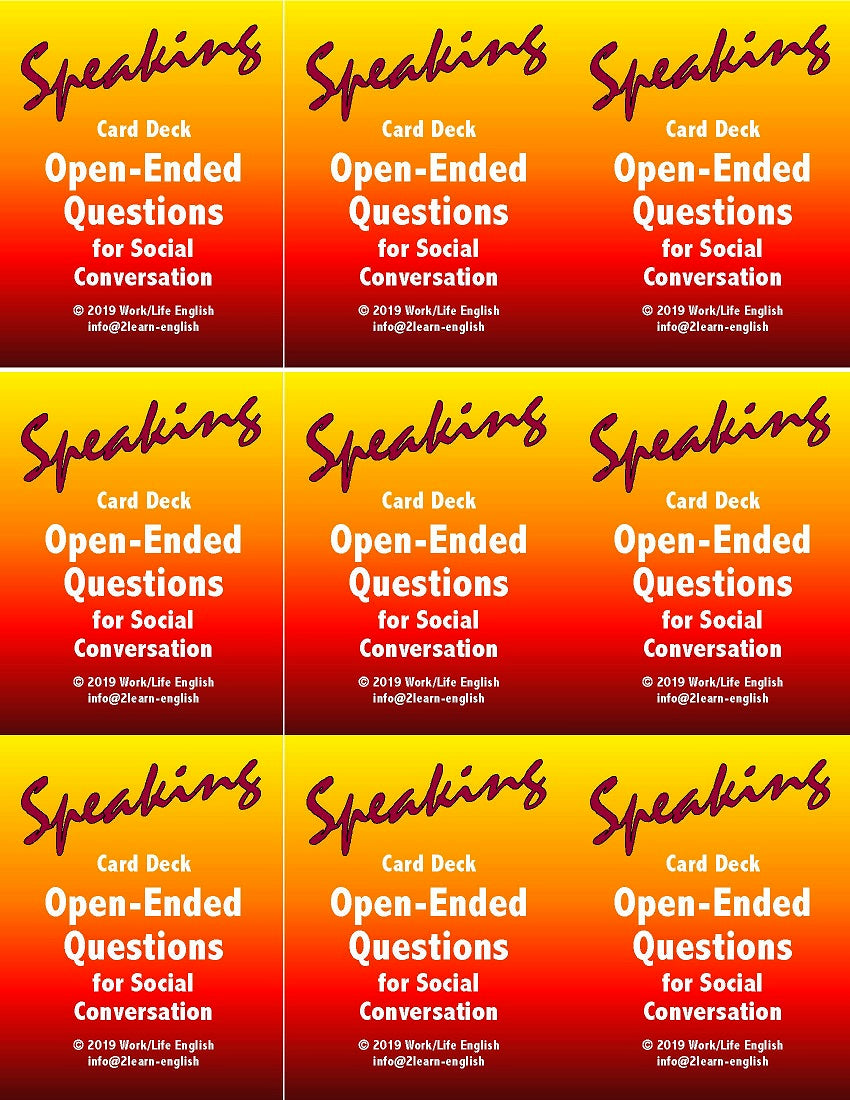 E-10.04b Get the Prep Word Done for You with 72 Open-Ended Questions for Social Conversation on Cards