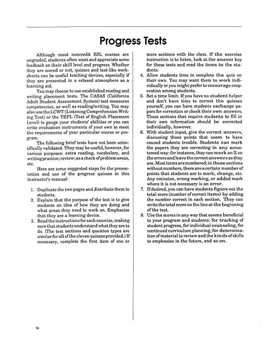 F-03.10 Give / Take Progress Tests  Designed for Beginning Levels of Written-English Proficiency