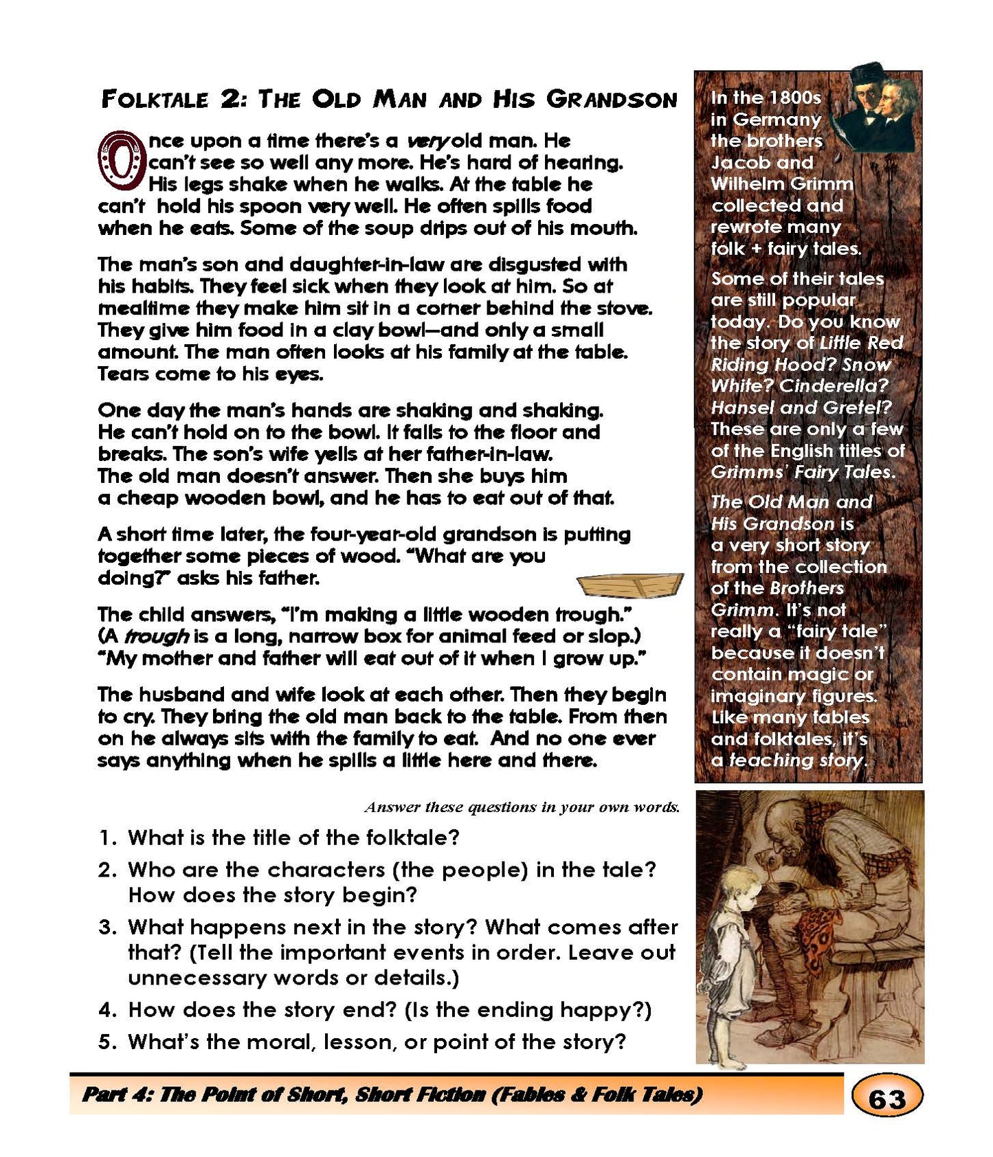 F-07.08 While Enjoying their Stories, Get Messages & Supporting Details of Fables with Morals & Folks/Fairy Tales