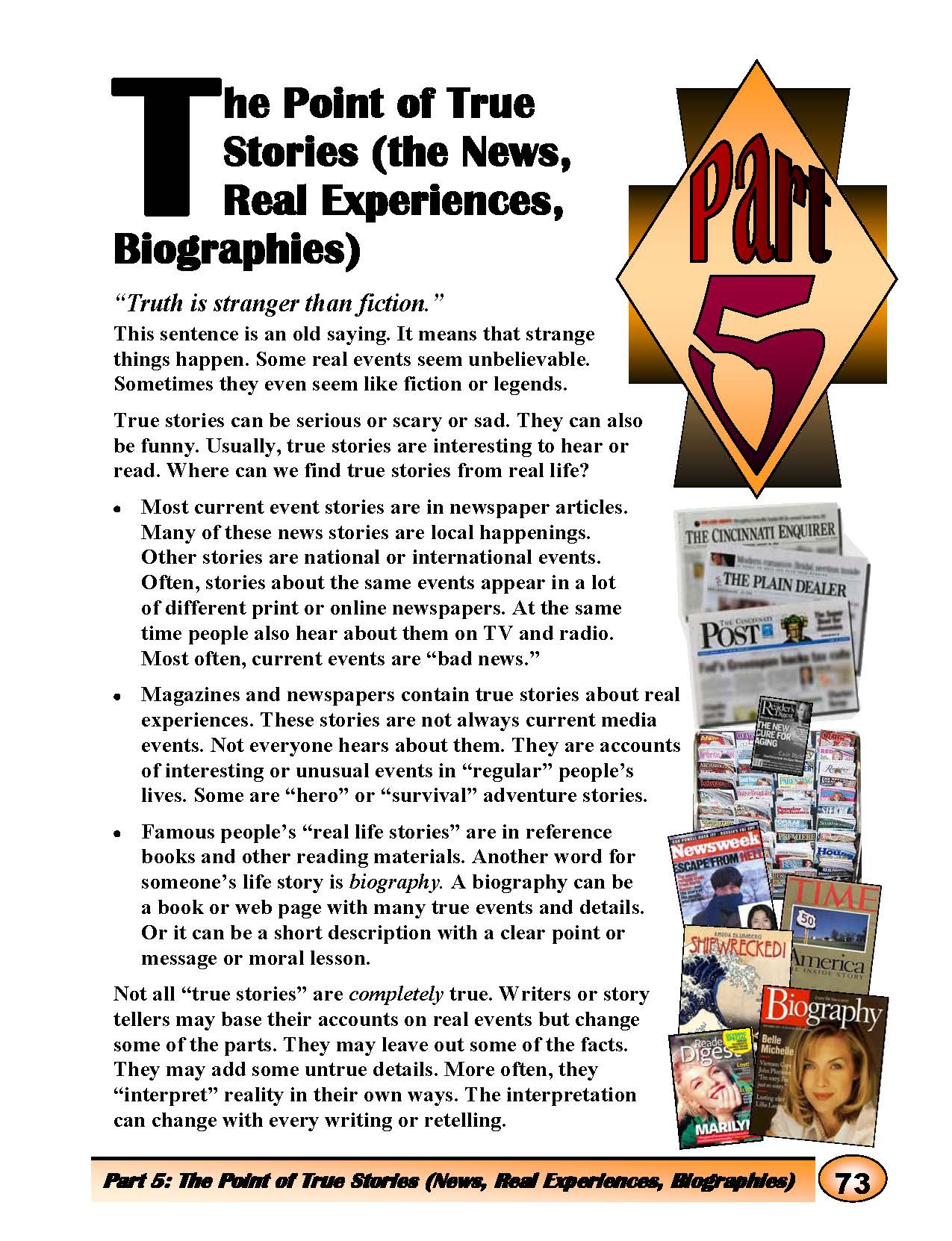 Read & Evaluate Facts, News, Experiences, & Biographical Stories