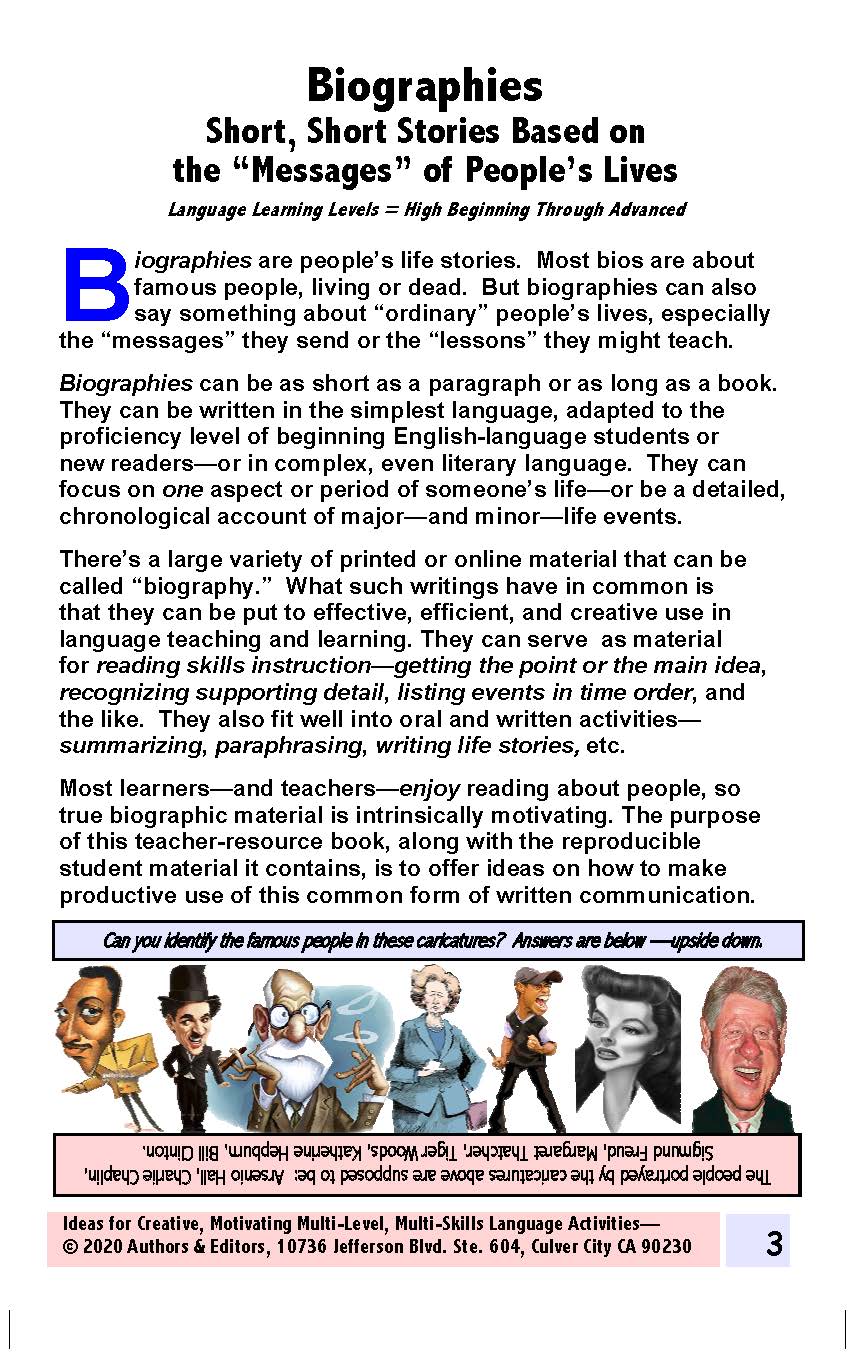 F-07.10 Promote Reading Integrated with All Language Skills with Biographical Info About Famous People