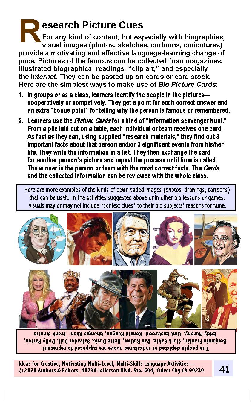 F-07.10 Promote Reading Integrated with All Language Skills with Biographical Info About Famous People