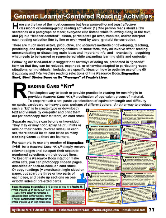 F-07.11e Review Generic Learner-Centered Reading Activities & Tests, Get It All Together with Advanced Biographical Articles