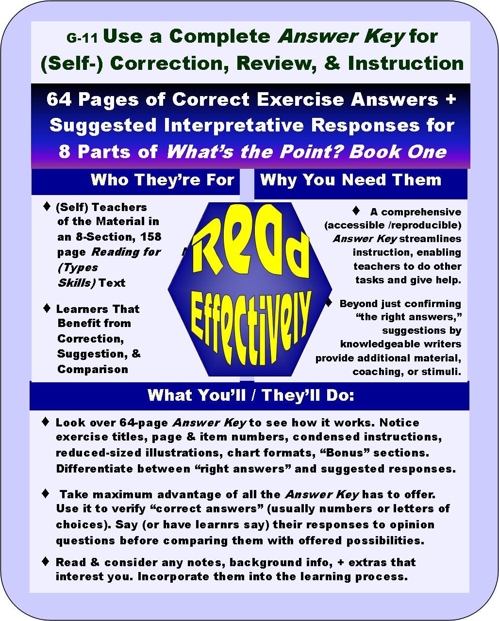 F-07.16 Use an Answer Key for Getting the Point of Eight (8) Kinds of Reading Material