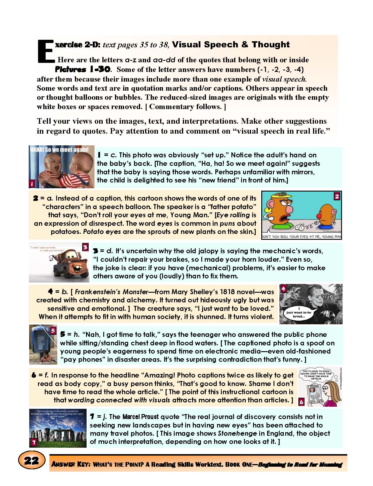 F-07.16 Use an Answer Key for Getting the Point of Eight (8) Kinds of Reading Material