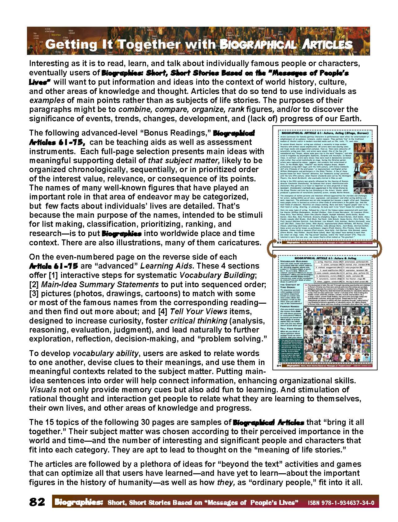 H-01.05 Get 20 Advanced-Level Biographical Articles 61-80 + Comprehension/Thinking Activities & Answers