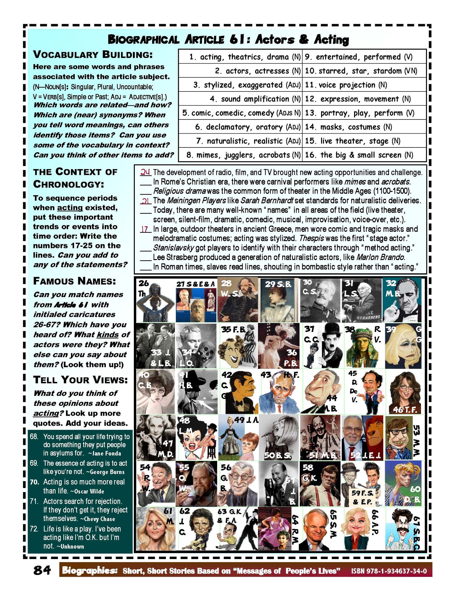 H-01.05 Get 20 Advanced-Level Biographical Articles 61-80 + Comprehension/Thinking Activities & Answers