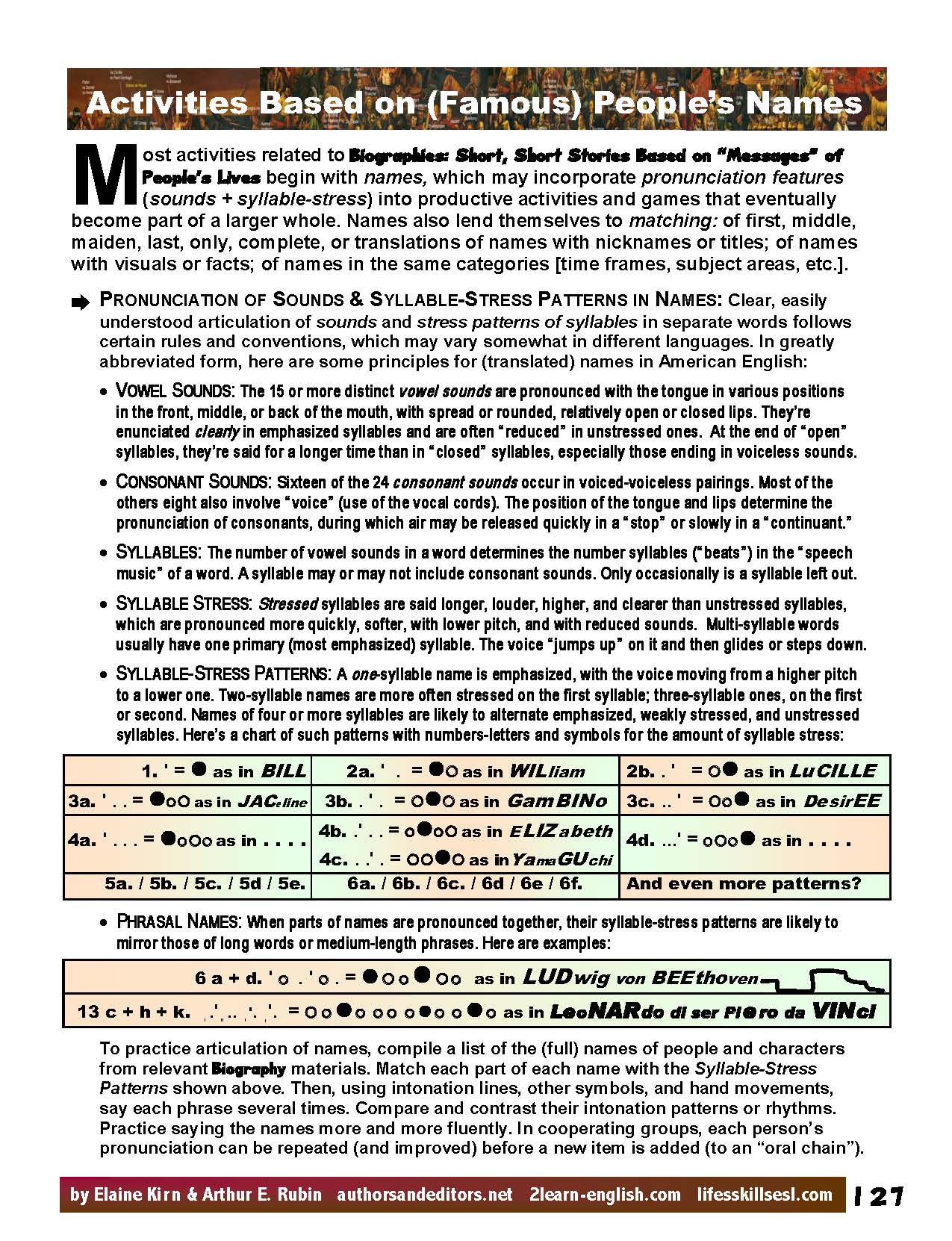 H-01.06 Ideas, Instructions, & Input for Advanced Activities Based on Famous Figures’