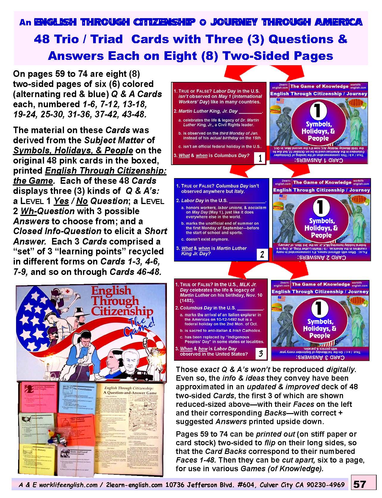 H-03a English Through Citizenship/Journey Through America: the Game - Questioning & Answering Resource for Topic 1