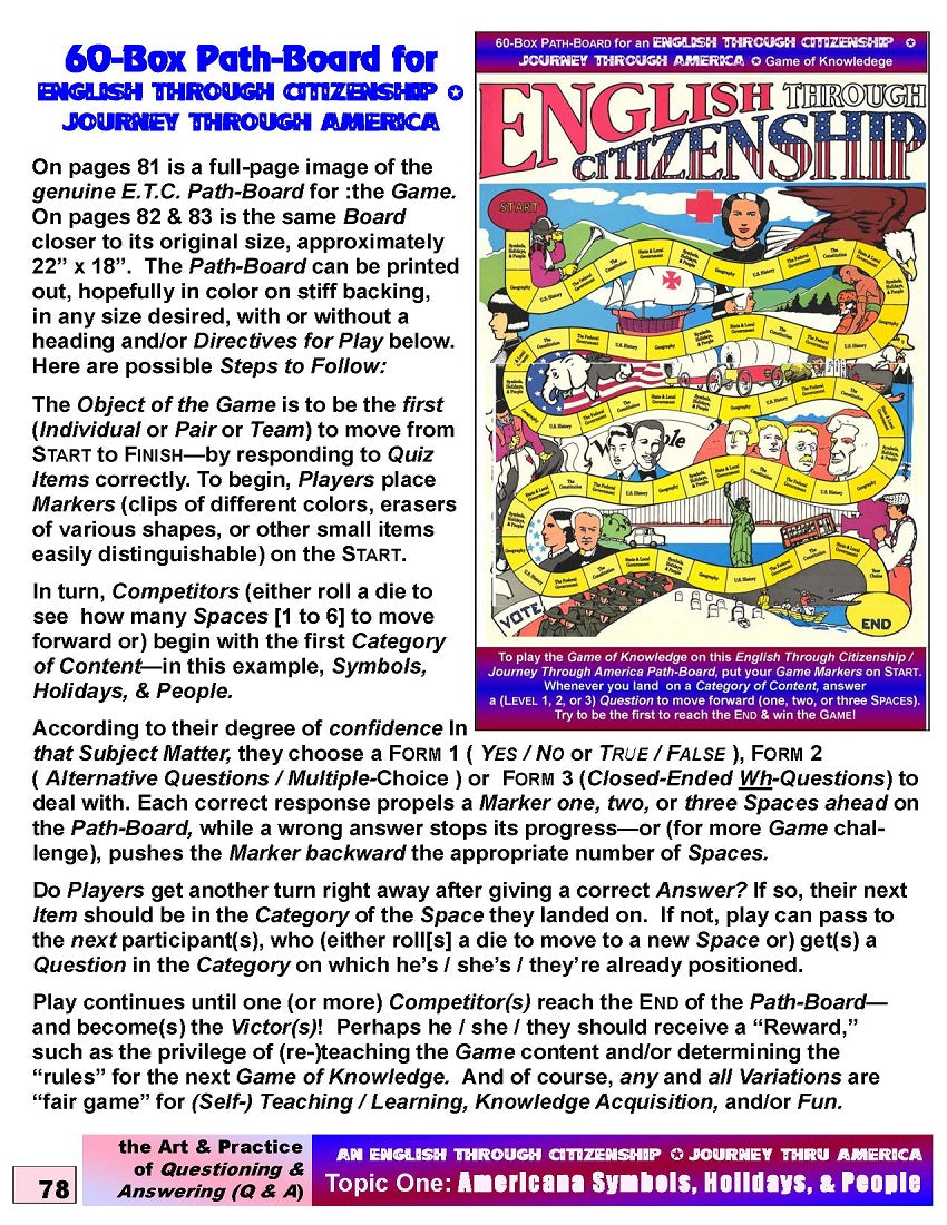 H-03a English Through Citizenship/Journey Through America: the Game - Questioning & Answering Resource for Topic 1