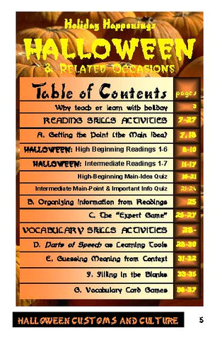 H. Holiday Happenings = Halloween Using Special Occasion Materials in Language Skills Activities (Short Form) (Print Version + Shipping)