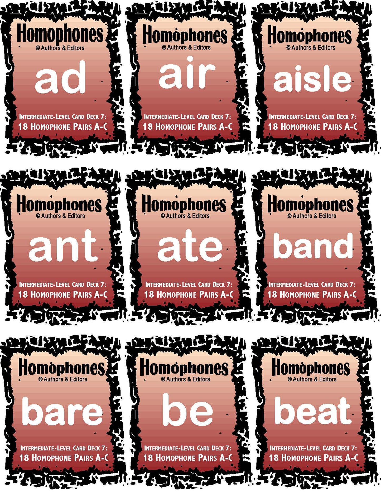 C-05b Using Homophones 44 Page Intermed Activities & Ideas Book + 18 Pair Card Decks 7-11 (Digital Version)