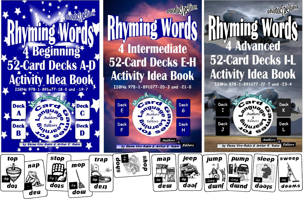 B-03 Rhyming Words (3 Activities & Ideas Books + 12 52-Card Decks A, B, C, D, E, F, G, H, I, J, K, L)