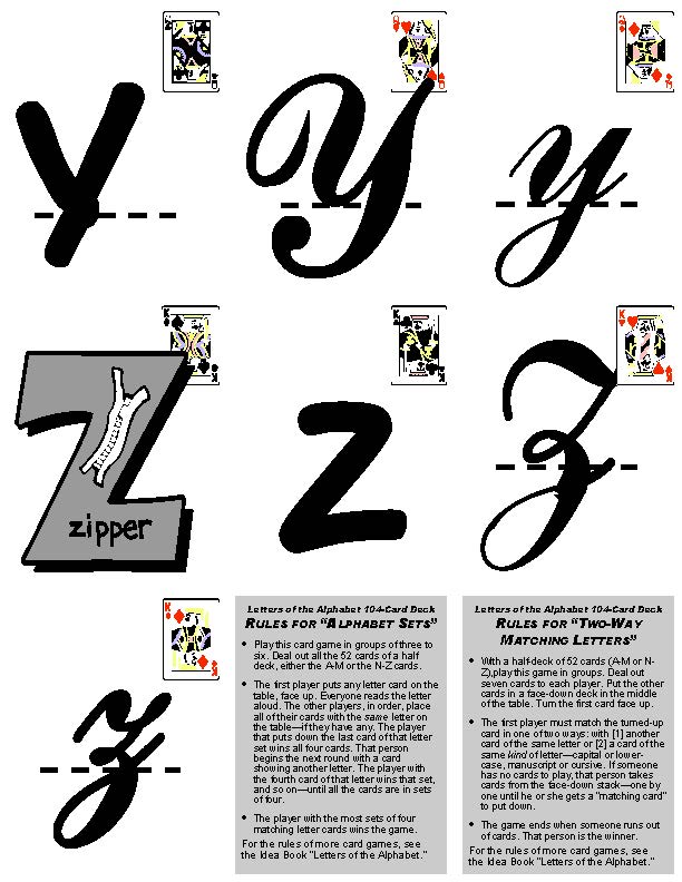 A-07: Alphabet Letter Cards Aa to Zz: Five 104-Card Packs + 24-Page Activities & Ideas Book (Print Version + Shipping)