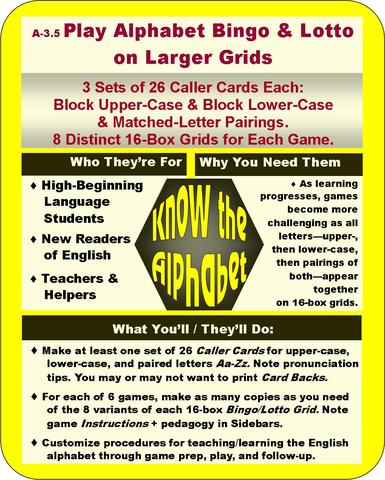 Alphabet Game Bingo and Lotto
