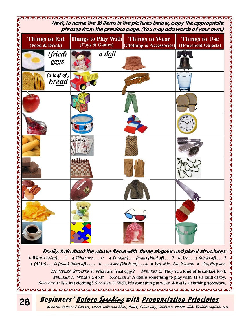 E-01.01 Focused on Simple Vowel Sounds, Name & Classify Singular & Plural Nouns