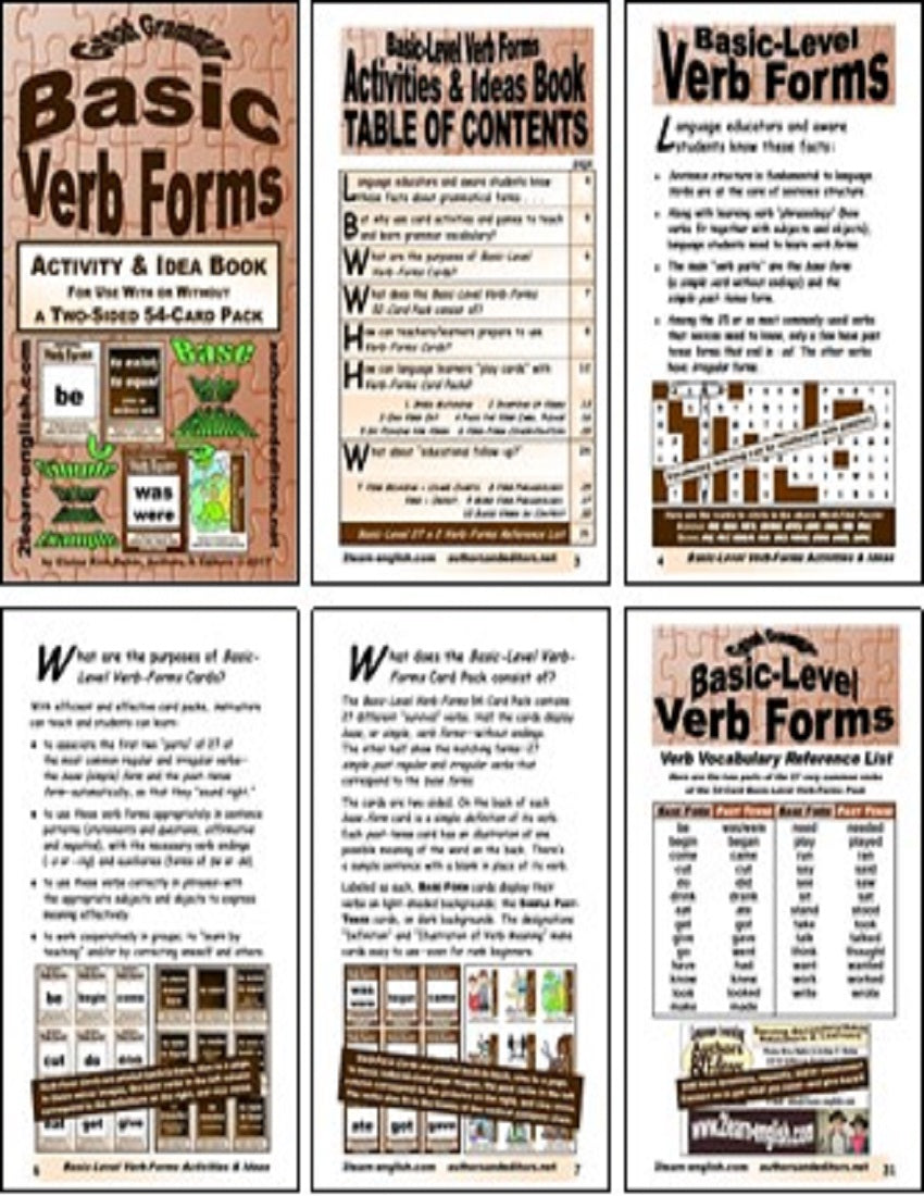 D-08.07 Get Reasons & Instructions for Use of 27 Basic (Regular & Irregular) Verb-Form Card Pairs (& Beyond)