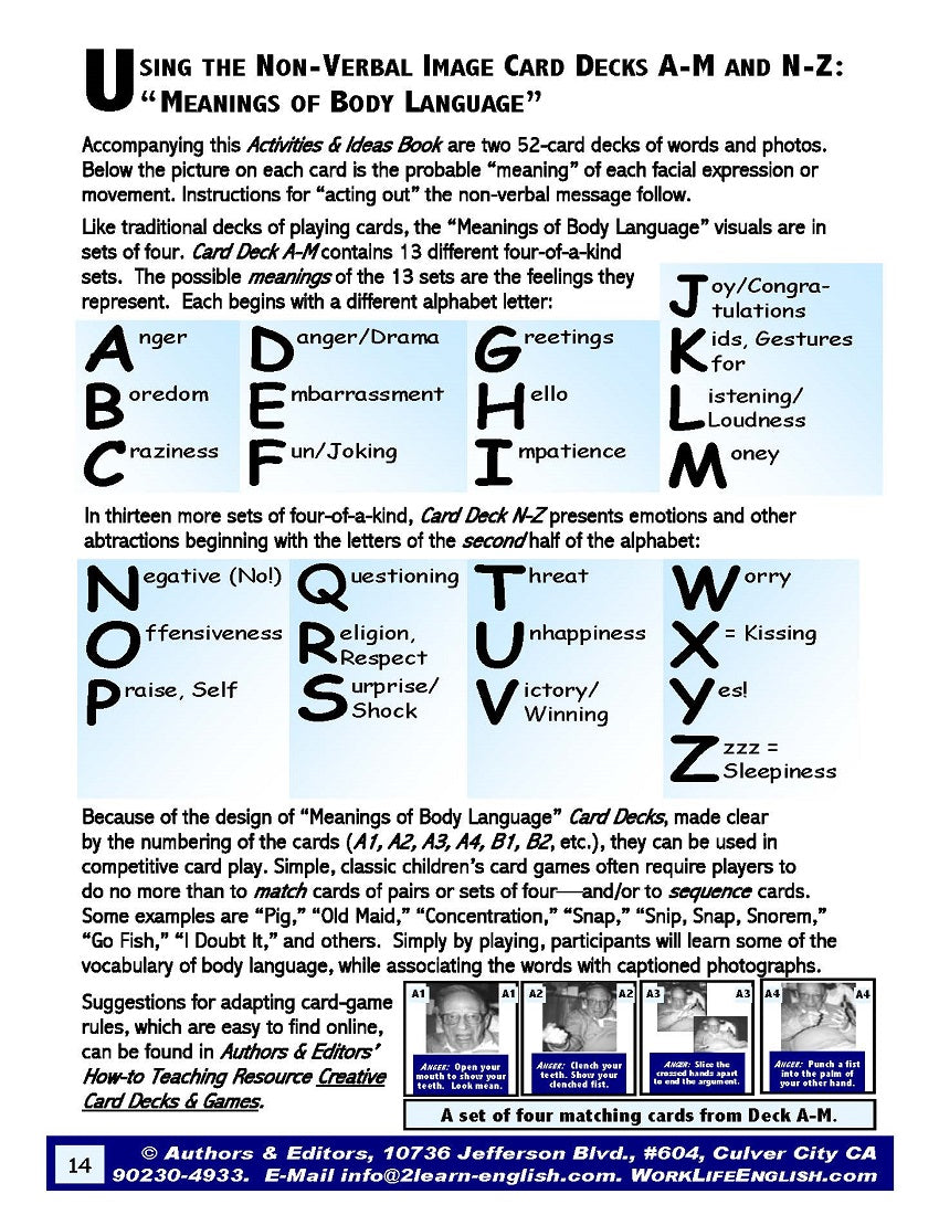 E-00.01a Instruction in Non-Verbal Body Language: Oral- Skills Activities & Lessons